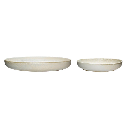 HUBSCH - Clay Plates  - wit (set van 2)